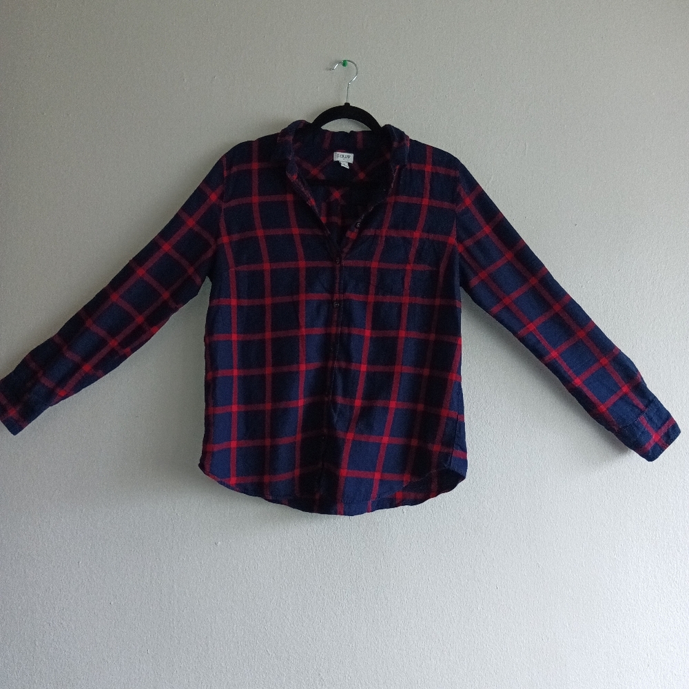 J Crew Red and Navy Blue Plaid Medium